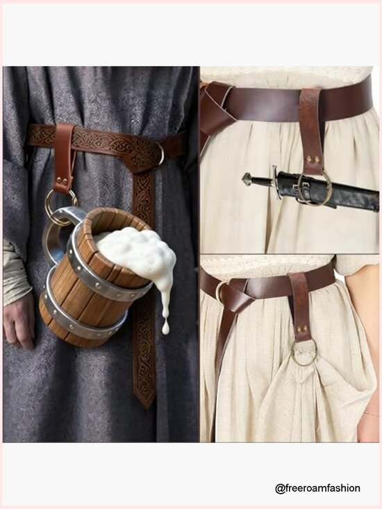 Medieval Renaissance Corset Belt Pouch Waist Bag Leather Belt Costume Accessory main image 6